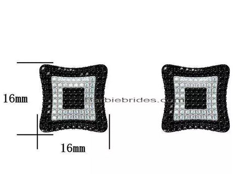 Exquisite Micropave Square Kite Black Plated Cubic Zircon Men Women Stud Earring